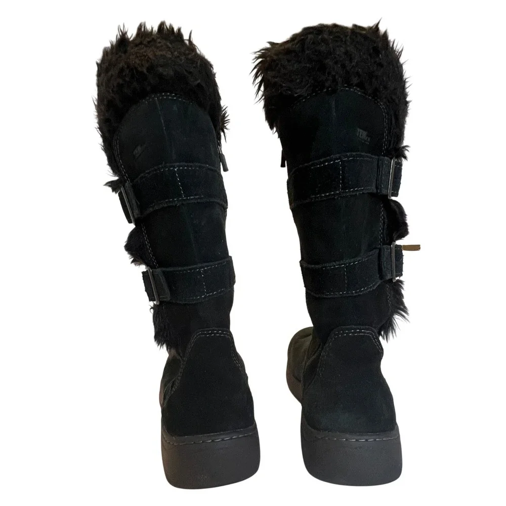 L.L. Bean TEK2.5 Waterproof 7.5 Winter Boots Womens Zip Black Suede Buckle Strap